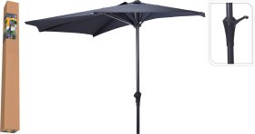 Sodo skėtis nuo saulės, pusės apskritimo, skersmuo 270 cm, kotas plieninis, 160 g/m2 poliesterio audinys, spalva tamsiai pilka