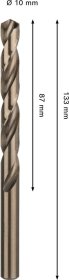 Grąžtas metalui BOSCH HSS-Co, DIN 338, 10 × 87 × 133 mm