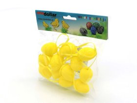 Pakabinami kiaušiniai Velykos, geltoni, 12 vnt., 4 x 3 cm