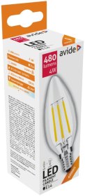 LED lempa AVIDE, 4W (=41W), E14 žvakė, NW, 4000K, 220-240V, 480 lm, 25.000 val., filamentinė