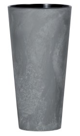 Plastikinis lauko vazonas TUBUS SLIM EFFECT, pilkos spalvos, vazono skersmuo 20 cm.