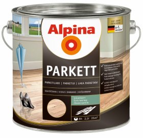 Alkidinis lakas ALPINA PARKETTLACK, 2,5 l Šilko matinis, skaidrus, skirtas medinėms grindims