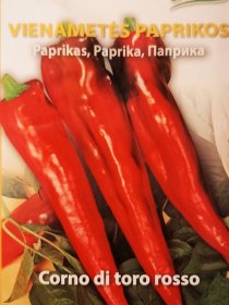 Daržovių sėklos, ORTOVIVO paprika Corno di toro rosso, 1,2 g., C