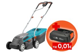 Akumuliatorinė vejapjovė GARDENA PowerMax 32/18V P4A, 18 V, pjovimo plotis 32 cm, rinktuvo talpa 30 l, 10,2 kg. Komplekte 4.0 Ah akumuliatorius ir kroviklis