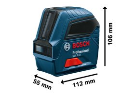 Linijinis lazerinis nivelyras BOSCH Professional GLL 2-10, BG 3x1,5 V, 0601063L00