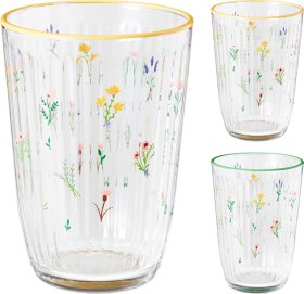 Stiklinė, 395 ml, gėlių dizaino, 2 skirtingų sp.