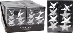 Eglutės žaisliukų rinkinys Žvaigždės, 8 vnt., pilkos sp., 6,5 cm.