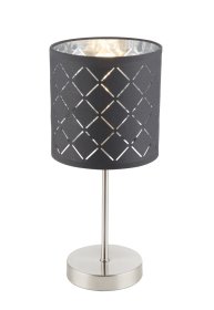 Stalinis nakties šviestuvas GLOBO Kidal, E14, 1 x 40W, 230V, pilkai sidabrinė metalik tekstilė, 150 x 350 mm, laidas 1,5 m, 15228T