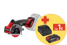 Akumuliatorinis mini diskinis pjūklas EINHELL TP-CO 18/76-C Li BL - Solo, 18 V, bešepetėlis variklis, maks. disko skersmuo 76 mm, be akumuliatorių ir kroviklio