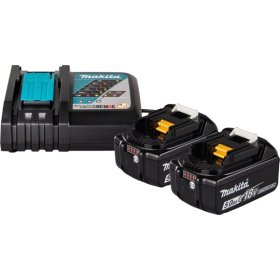 Akumuliatoriaus ir kroviklio komplektas MAKITA 1914J6-4,  2 x 18 V, 5,0 Ah akumuliatoriai ir kroviklis DC18RC, 2500 mAh