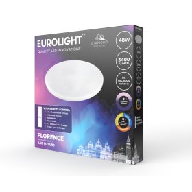 Lubinis LED šviestuvas EUROLIGHT Florence, 48 W, 185-265 V, 3120 lm, IP20, su pultu, dimeriuojamas, 480 x 70 mm, PL-RS-48W-DIM-CCT