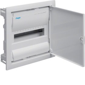 Automatinių išjungiklių skydelis HAGER, 12 modulių, įleidžiamas, baltas su baltomis metalinėmis durelėmis, IP30, VU12NE