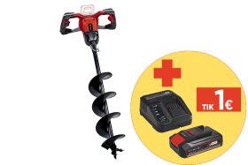 Akumuliatorinis žemės grąžtas EINHELL GP-EA 18/150 Li BL-Solo, grąžto skersmuo: 150 mm, ilgis 80 cm, svoris 6 kg, be akumuliatoriaus ir pakrovėjo