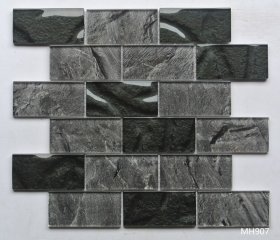 Stiklo mozaika MONA MOSAICS TD907, 300 x 300 x 8 mm, 11 vnt./dėž., spl. juoda/tamsiai pilkas marmuras