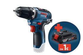 Akumuliatorinis suktuvas BOSCH Professional GSR 12V-35 SOLO, 12V, sukimo momentas 20-35 Nm, 10 mm griebtuvas, be akumuliatoriaus ir kroviklio, 06019H8000