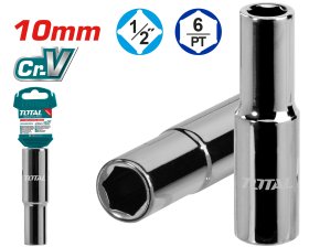 Šešiakampė prailginta galvutė TOTAL, 1/2", 50BV30, 10 mm, ilgis 76 mm, THTST12103L