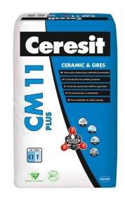 Plytelių klijai CERESIT CM11 COMFORT PLUS, C1 T, vidaus darbams, 25 kg