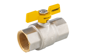 Rutulinis ventilis dujoms FERRO G61, 3/2", trumpa rankena, vidus/vidus, KGMN2
