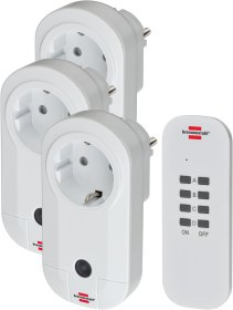 Kištukinis lizdas BRENNENSTUHL Rc Ce1 3001, Su nuotolinio valdymo kontroleriu, 1000W, 25m, komplekte 3 lizdai ir pultelis su elementu A23
