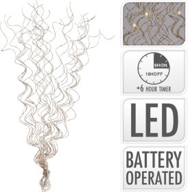 LED girlianda, 15 LED lempučių, ilgis 40 cm, aukso sp. metalas, šviesa šiltai baltos sp.