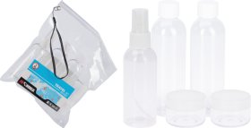 Kelioninių indelių rinkinys, 5 dalių su maišeliu