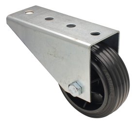 Pramoninis fiksuotas ratas d-80mm, guminis, ritininis guolis, minkštas, apkrova - 60 kg., N