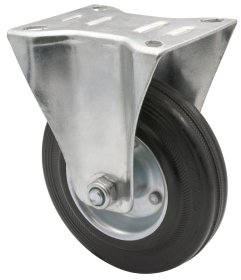 Fiksuotas ratukas WAGNER, d-125 mm, guminis, plieninis, apkrova - 100 kg.