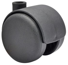 Dvigubas ratukas WAGNER, d-50 mm, plastikinis, juodas, apkrova 50 kg.