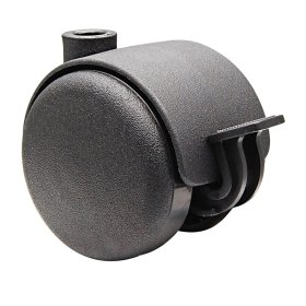 Dvigubas ratukas WAGNER, d-50 mm, plastikinis, juodas, su stabdžiais, apkrova 50 kg.