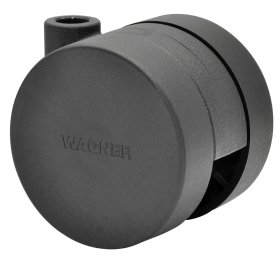 Dvigubas ratukas WAGNER Konikav, d-50 mm, plastikinis, juodas, apkrova 50 kg.