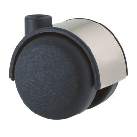 Dvigubas ratukas WAGNER, d-50 mm, plastikinis, chromuotas, apkrova 50 kg.