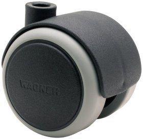 Dvigubas ratukas WAGNER, d-50 mm, plastikinis, minkštas, juodas, apkrova 50 kg.
