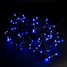 Šviečianti girlianda-varveklis SUNLUX H6, 150 LED su storu laidu, 6 m., mėlyna spalva, IP44, tinka naudoti lauke, 6M 150L-3