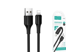 Įkrovimo laidas HOCO 120, USB A - Lightning, palaikomas įkrovimas iki 2.4A, laido ilgis 1m, juodos sp.