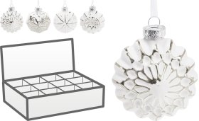 Eglutės žaisliukas, stiklas, 4 skirtingi dizainai, sidabro sp., 6 x 3 x 6 cm