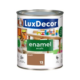 Universali akrilinė emalė LUXDECOR, 0,75 l, (13) Havanos cigaro spalvos, matinis, skiedžiamas vandeniu