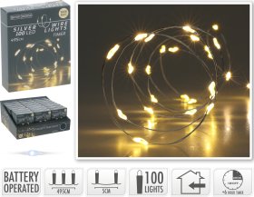 LED girlianda, 100 lempučių, šiltos baltos sp., be baterijų