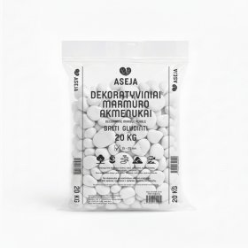 Dekoratyviniai marmuro akmenukai ASEJA, balti, gludinti, 15-25 mm, 20, kg, AS-DMA-15/25