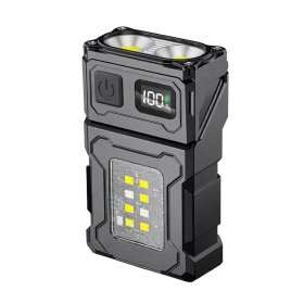 LED žibintuvėlis ENTAC EN-2041, 5 W, 200 lm, IP44, įkraunamas su USB-C,  su pasukama galvute, su magnetu, raudonas LED