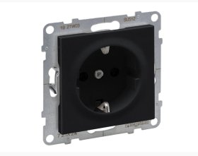 Kištukinis lizdas LEGRAND SUNO, įleidžiamas, su įžeminimu, su apsauga, automatiniai gnybtai, 2P+Ž, juodos sp., 721420