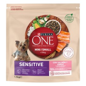 Sausas ėdalas šunims ONE MINI SENSITIVE, su lašiša ir ryžiais, 1,5kg