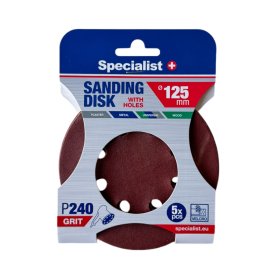 Šlifavimo diskas SPECIALIST+, su skylėmis, P240, 125 mm, 5 vnt.