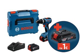 Akumuliatorinis smūg. gręžtuvas BOSCH Professional GSB 18 V-65, 18 V, komplekte 2 x 5,0 Ah akumuliatoriai ir kroviklis, lagaminas, 06019N3303