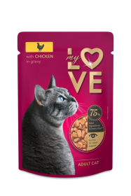 Konservuotas kačių ėdalas MY LOVE, vištiena su padažu, 85g