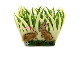 Velykų dekoracija Veltinio Maišelis Kiškis, 11,5 x 11,5 x 11,5 cm