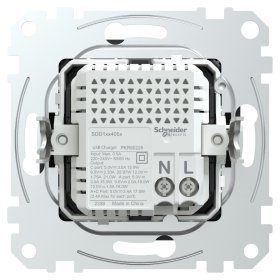Kištukinis lizdas SCHNEIDER Sedna Design, įleidžiamas, be rėmelio, su įž., USB-A - USB-C, baltos sp., SDD111405