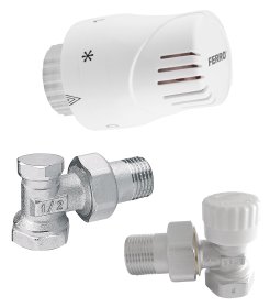 Kampinis termostatinis komplektas FERRO, 1/2", su išankstiniu vožtuvo nustatymu, ZTMN02