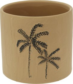 Kambarinis keraminis vazonas Palmės, rudos sp., 13,8 x 13,8 x 12 cm.