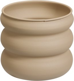 Lauko vazonas, metalinis, banguotas, smėlio sp., 20 x 20 x 17,8 cm.