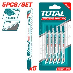 Siaurapjūklio pjūklelių rinkinys TOTAL, medienai, 74 mm, 8TPI, 5vnt., TAC51111C